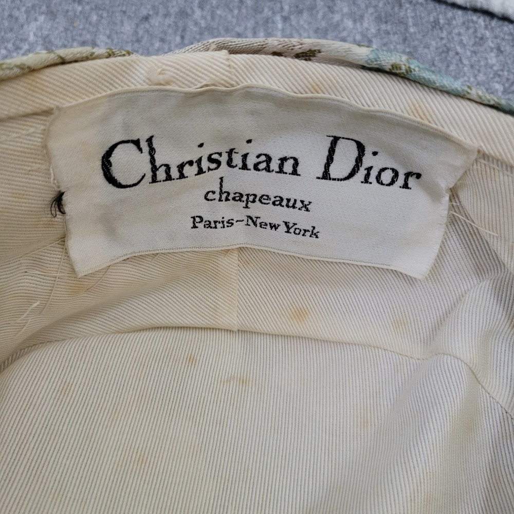 Christian Dior vintage hat turban 50s 60s floral pastel regency glam bow chic - Picture 8 of 16